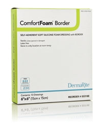 Foam Dressing ComfortFoam™ Border 6 X 6 Inch With Border Waterproof Backing Silicone Adhesive Square Sterile