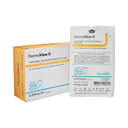 Transparent Film Dressing DermaView II™ 2-3/7 X 2-3/4 Inch Frame Style Delivery Rectangle Sterile