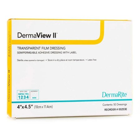 Transparent Film Dressing DermaView II™ 4 X 4-1/2 Inch Frame Style Delivery Rectangle Sterile