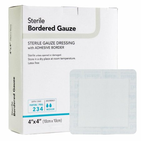 Adhesive Dressing DermaRite® Bordered Gauze 4 X 4 Inch Square NonSterile