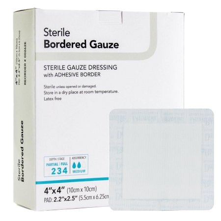 Adhesive Dressing DermaRite® Bordered Gauze 4 X 4 Inch Square Sterile