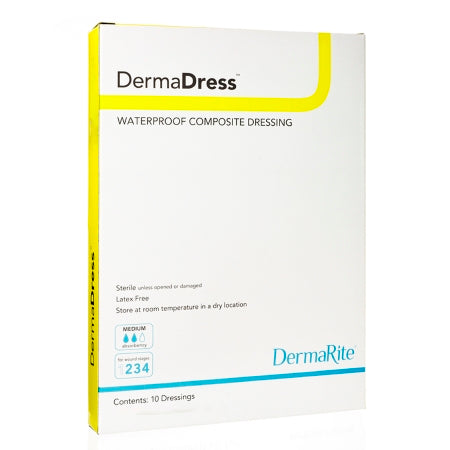 Composite Dressing DermaDress™ 4 X 10 Inch Rectangle Sterile Waterproof Film Backing