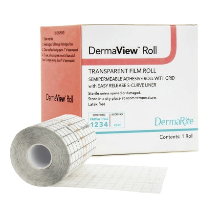 Transparent Film Dressing DermaView™ 4 Inch X 11 Yard 2 Tab Delivery Roll Sterile
