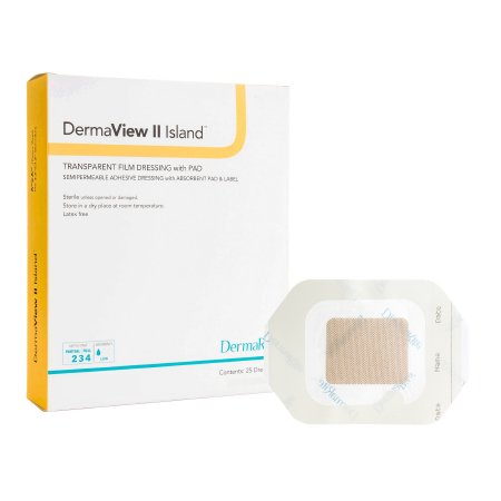Transparent Film Dressing with Pad DermaView II™ Island 2 X 2-3/4 Inch Frame Style Delivery Rectangle Sterile
