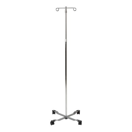 IV Stand Floor Stand McKesson 2-Hook 4-Legs, Dual-Wheel Nylon Casters, 22 Inch Epoxy-Coated Steel Base
