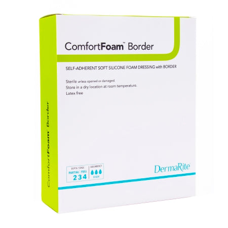 Foam Dressing ComfortFoam™ Border 6 X 8 Inch With Border Waterproof Backing Silicone Adhesive Rectangle Sterile
