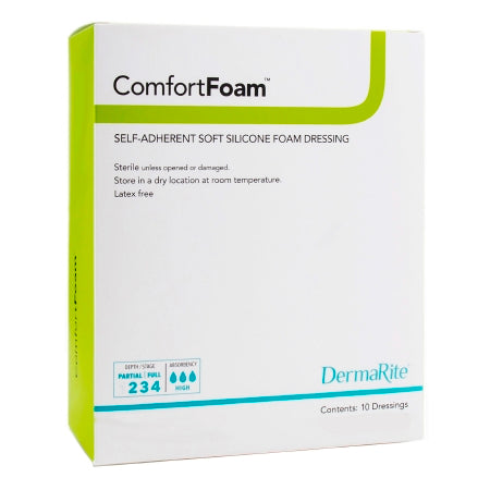 Foam Dressing ComfortFoam™ 8 X 8 Inch Without Border Film Backing Silicone Face Square Sterile