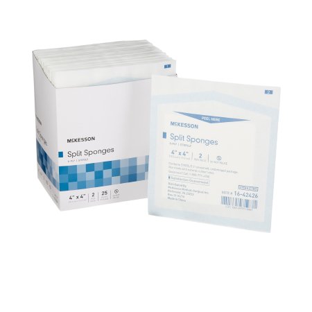 Split Sponges McKesson 4 X 4 Inch Sterile 6-Ply
