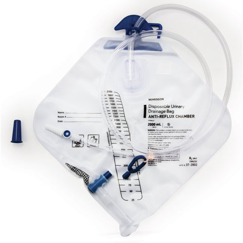 Urinary Night Drainage Bag Anti-Reflux Valve Sterile 2000 mL Vinyl