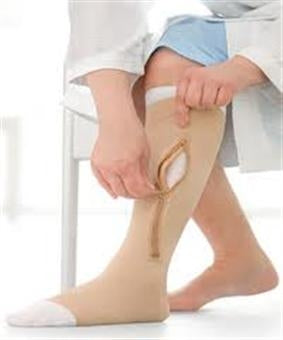 Zippered Compression Stocking and Liner JOBST® UlcerCARE™ Knee High / Left Zipper Beige Open Toe
