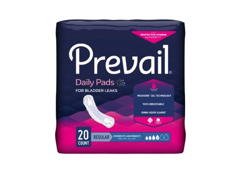 Bladder Control Pad Prevail® Daily Pads Moderate Absorbency Polymer Core One Size Fits Most