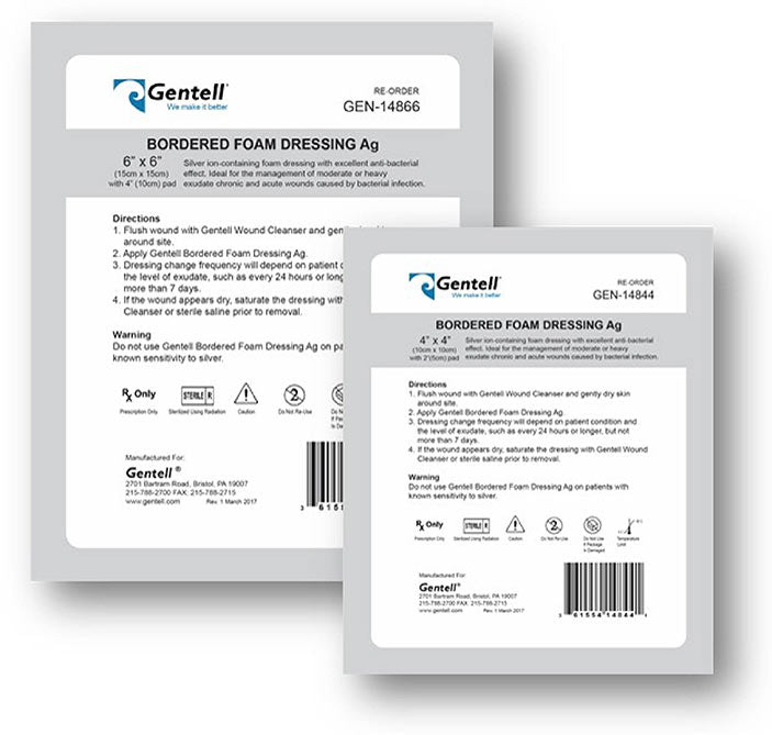 Gentell Bordered Foam Dressing with Silver (Ag) Mak Medical Gentell Bordered Foam Dressing with Silver (Ag) Mak Medical