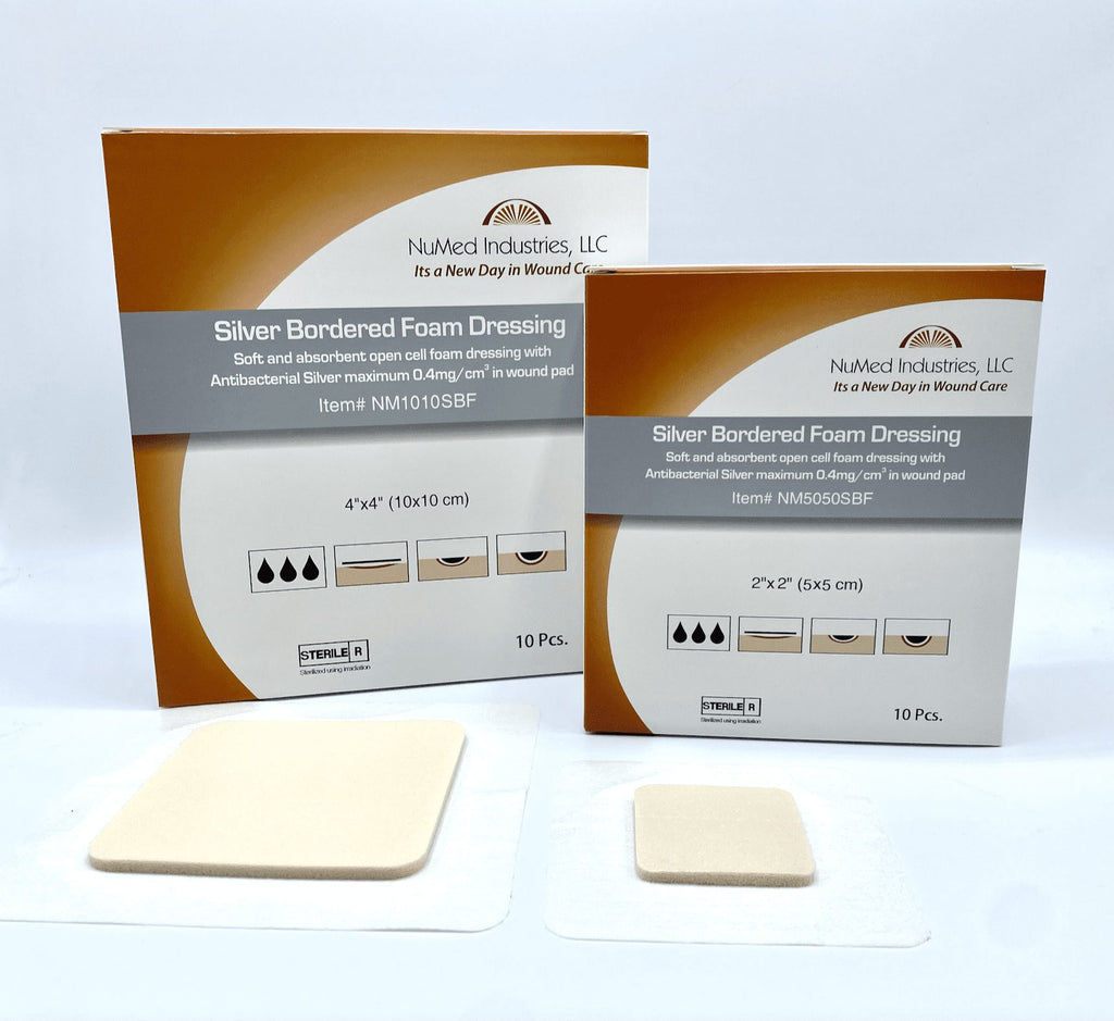 NuMed Silver Bordered Foam Dressing, Bulk Case Pack – Mak Medical NuMed Silver Bordered Foam Dressing, Bulk Case Pack – Mak Medical