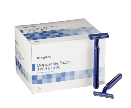Personal Razor McKesson Single Edge Twin Blade NonSterile Disposable